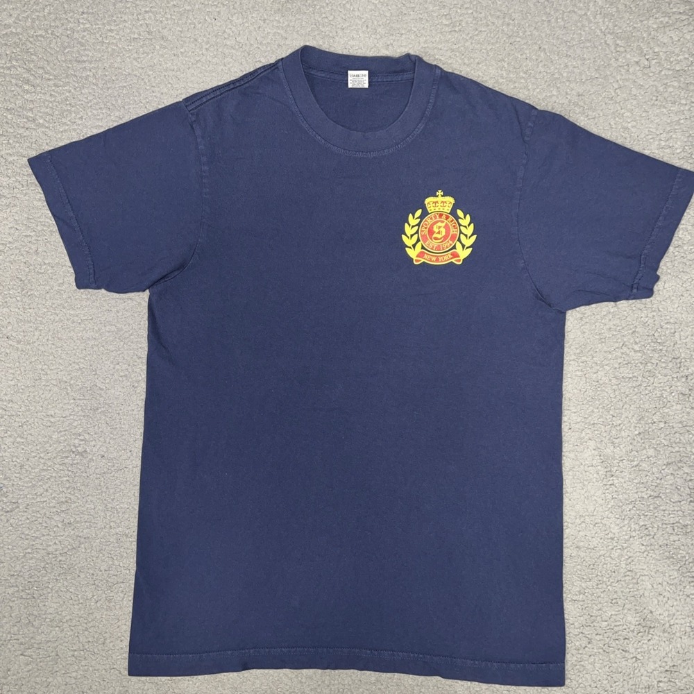 Sporty & Rich New York T Shirt  Men's Sz S Navy Blue Less But Better 2-Sided Tee
